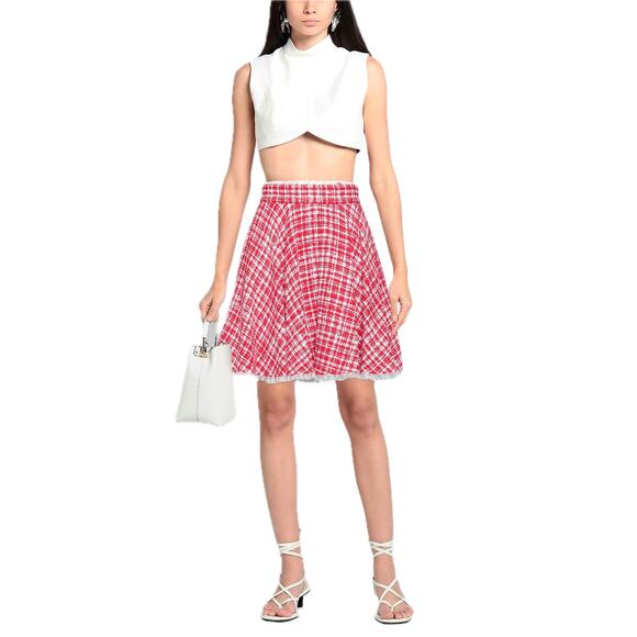 NWT Dolce & Gabbana Red White Tweed Circle Mini Skirt IT 44 US L - Picture 3 of 12